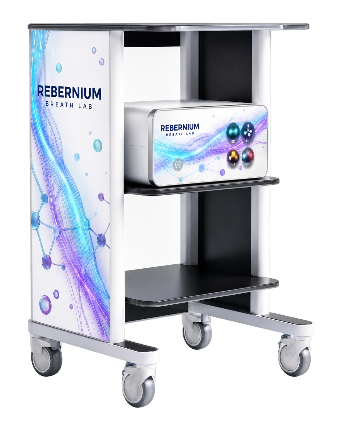 Rebernium Breath Lab на фирменной мобильной стойке